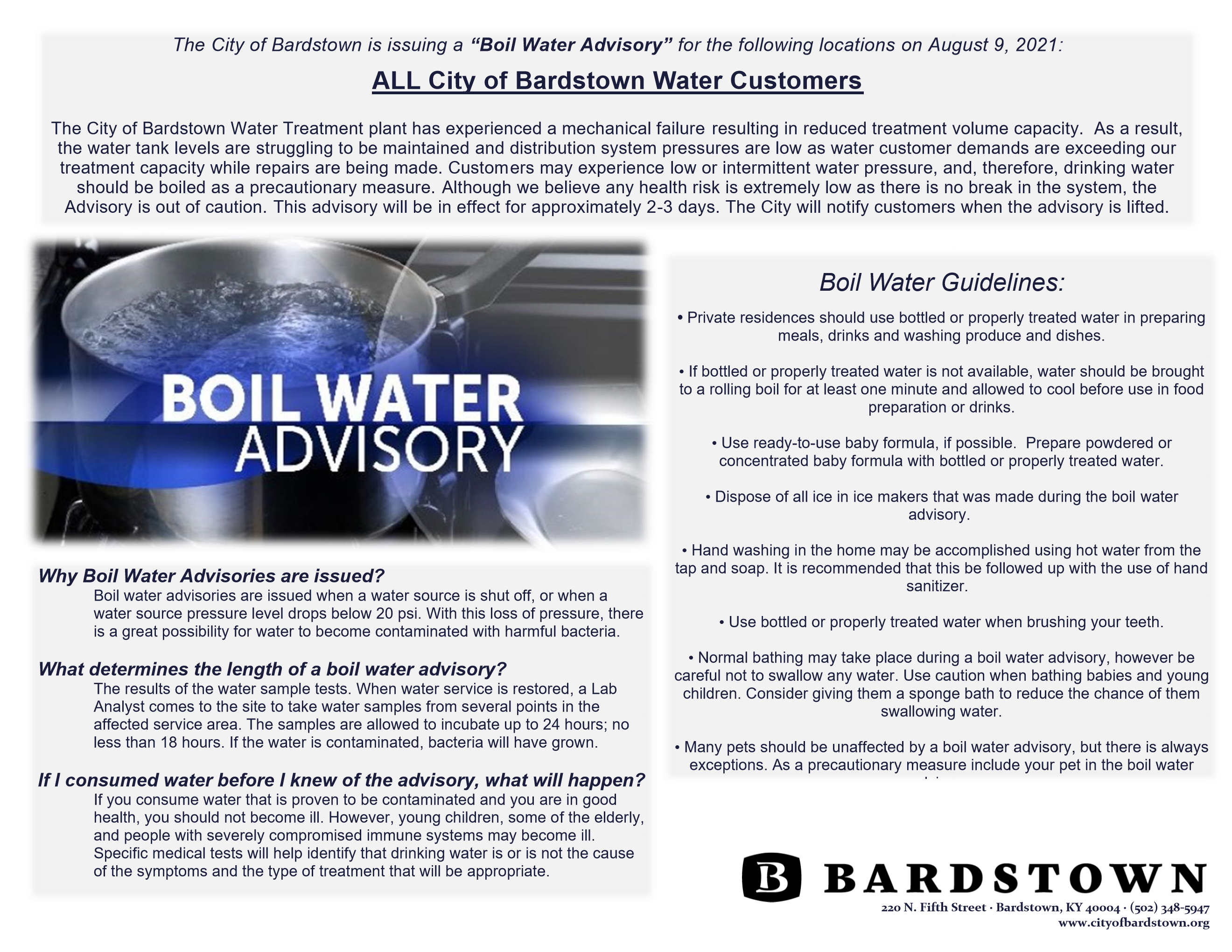 Boil Water Advisory System Wide